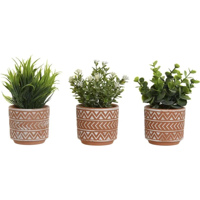 Dekorative kunstige planter i terrakottakrukker, sæt af 3
