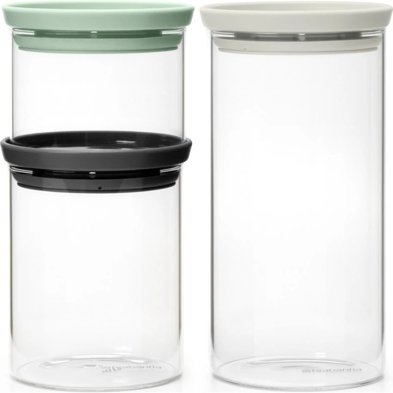 Brabantia stabelbare glasbeholdere 3 stk (0,3/0,6/1,1 L)