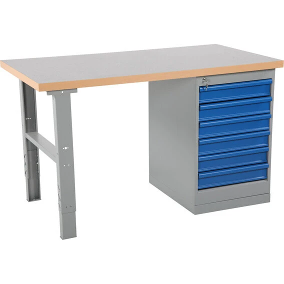 IWE4 Arbejdsbord 1600x800 mm med 6 skuffer