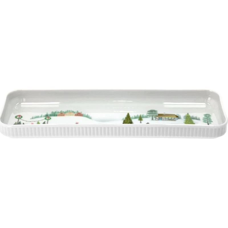 Pillivuyt Vinter Plissé rektangulært fad 36x12 cm