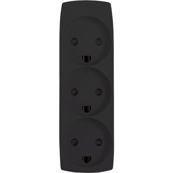 Thorkild Larsen 3-stikdåse med jord - sort (uden ledning)