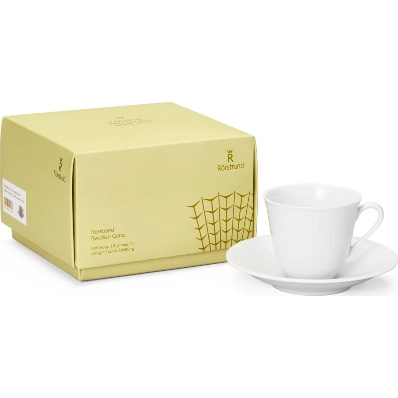 Rörstrand Swedish Grace kaffekop med underkop 16 cl - Sne