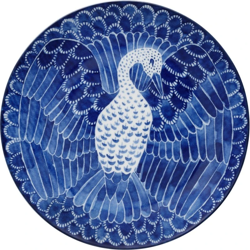 Götefors Porslin Selma asiet 21 cm – blå fugl