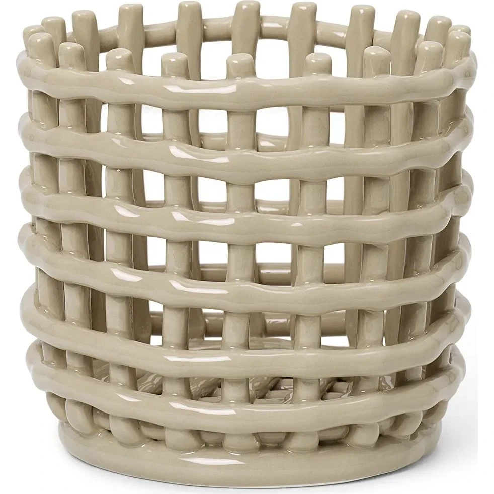 Ferm Living Ceramic flettet kurv Ø16 cm - Cashmere