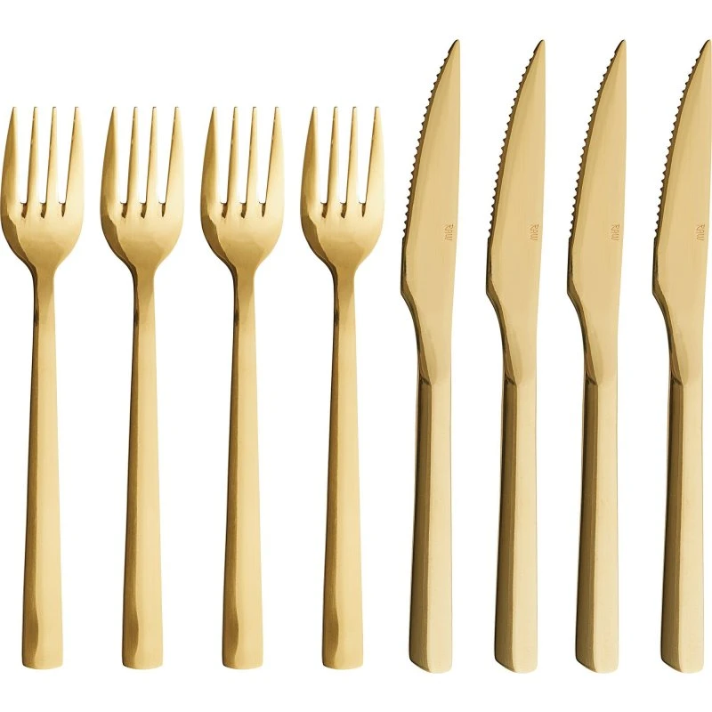 Aida RAW grillbestik 8 dele - guldfarvet