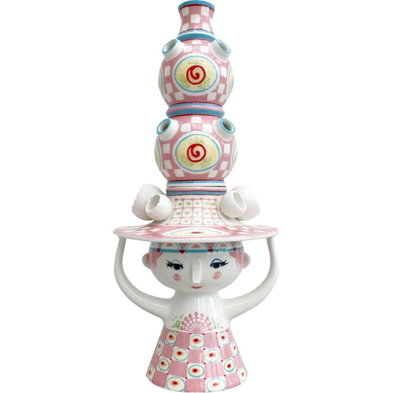 Bjørn Wiinblad Lady with Hat vase 50 cm – rosa
