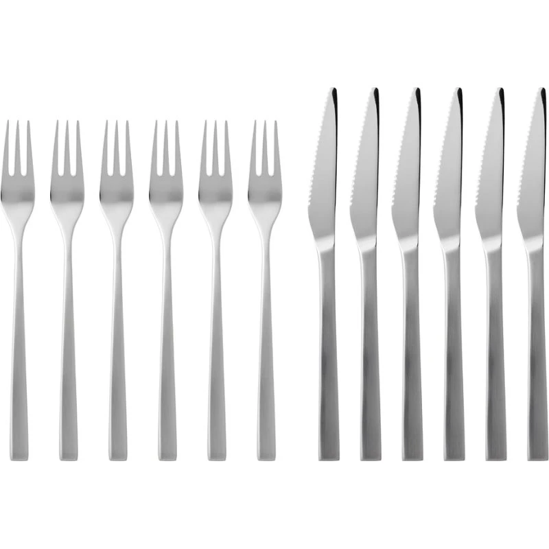 Gense Fuga steakbestik 12 dele, mat/blankt rustfrit stål
