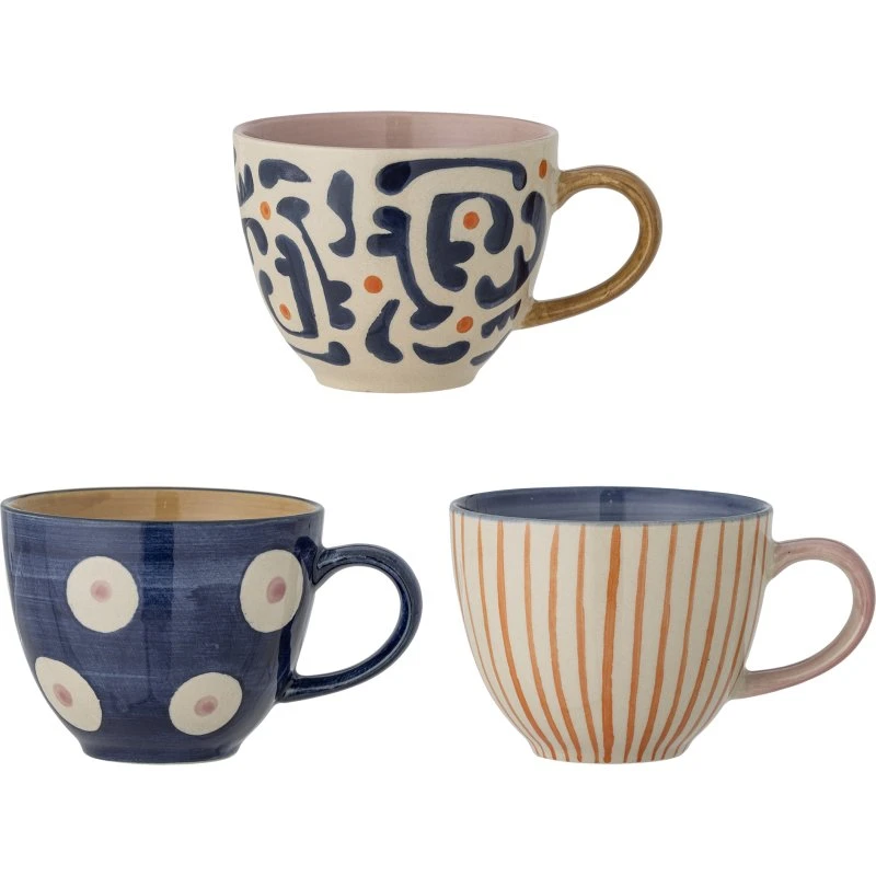 Bloomingville Eviaya kopper 3-pak, blå stentøj 29 cl