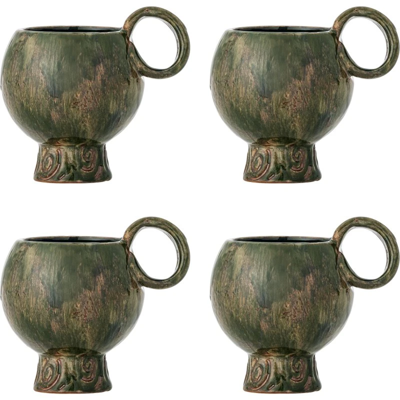 Bloomingville Avonlea krus 4-pak – grøn stentøj (250 ml)