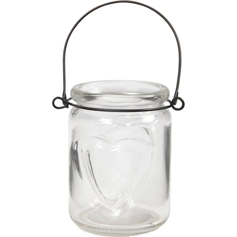 Glaslanterner med hjerter 12 stk. – 9,5×7 cm