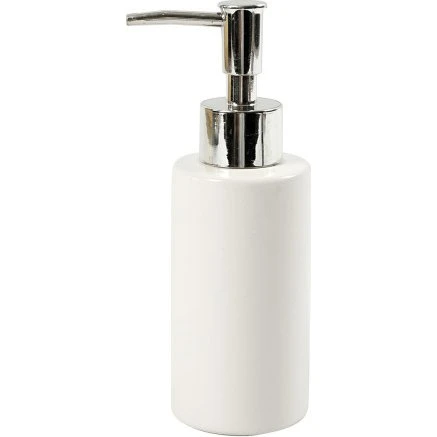 Hvid keramisk sæbedispenser 150 ml – cylinderformet
