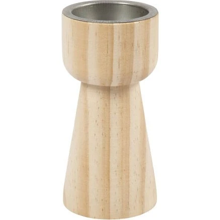 Trælysestage med metalindsats 11x5,5 cm – 10 stk