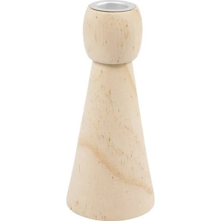 Trælysestage med metalindsats H14,5 cm Ø6,5 cm - 10 stk