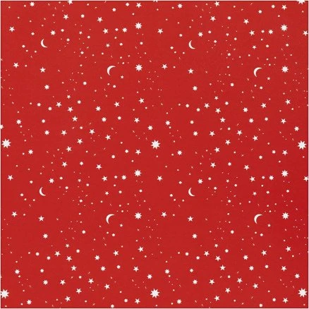 Gavepapir Stjerner & Måner 50 cm x 5 m – Mørk rød, 80 g