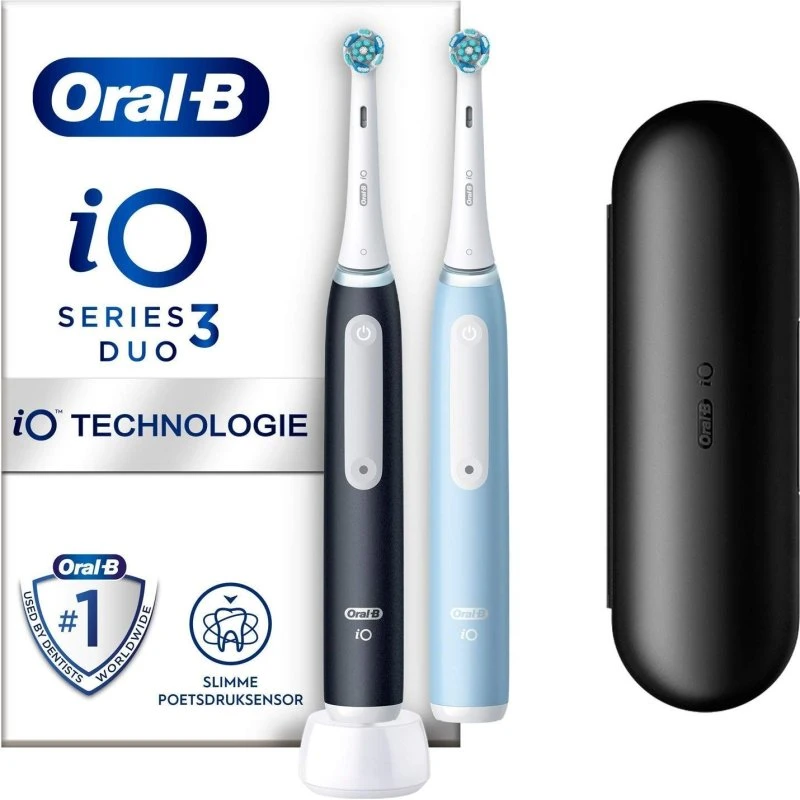 Oral-B iO3 Duo elektrisk tandbørste – Mat sort & Isblå