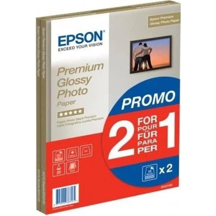 Epson Premium Glossy Fotopapir A4 255 g/m² – 2×15 ark