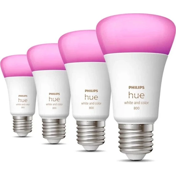 Philips Hue Color E27 A60 4-pak – Smart LED 806 lm