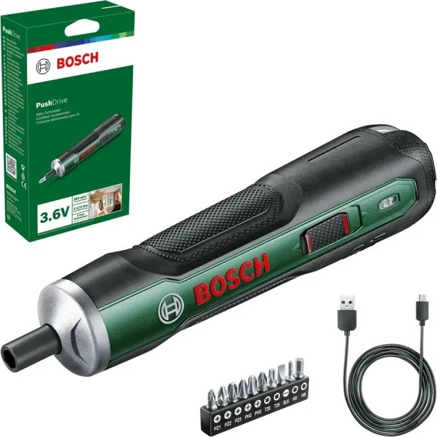 Bosch PushDrive 3,6V Akku-skruemaskine (grøn)