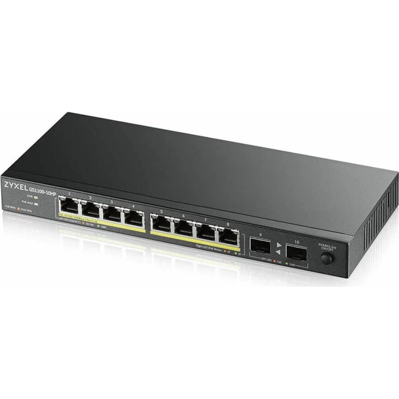 Zyxel GS1100-10HP v2 – 8x Gigabit PoE+ + 2x SFP (130W)
