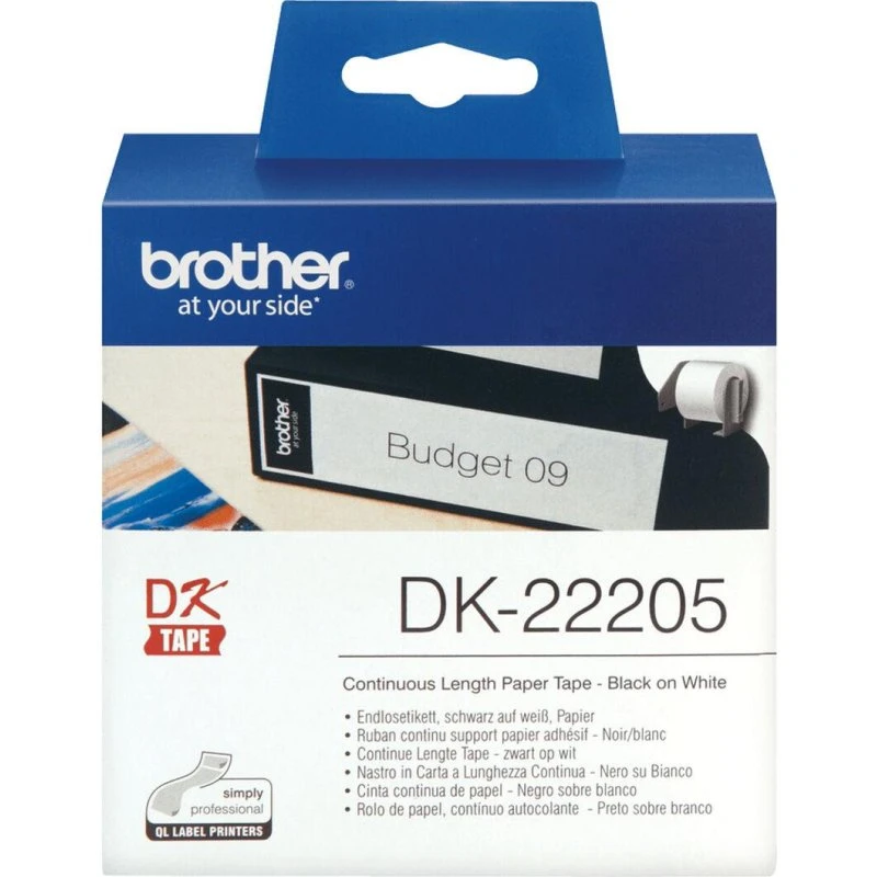 Brother DK-22205 kontinuert etiketrulle 62 mm x 30,48 m