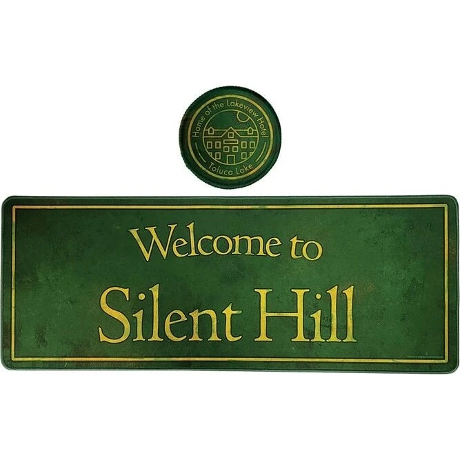Silent Hill XL skrivebordsunderlag med coaster-sæt