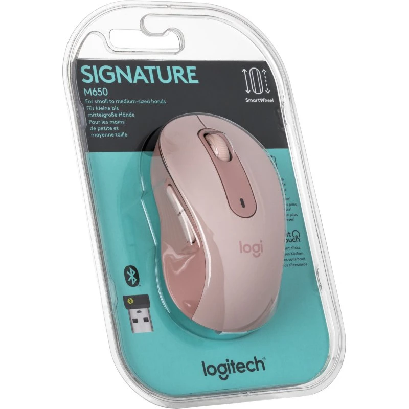 Logitech Signature M650 Trådløs Mus Pink (højre)