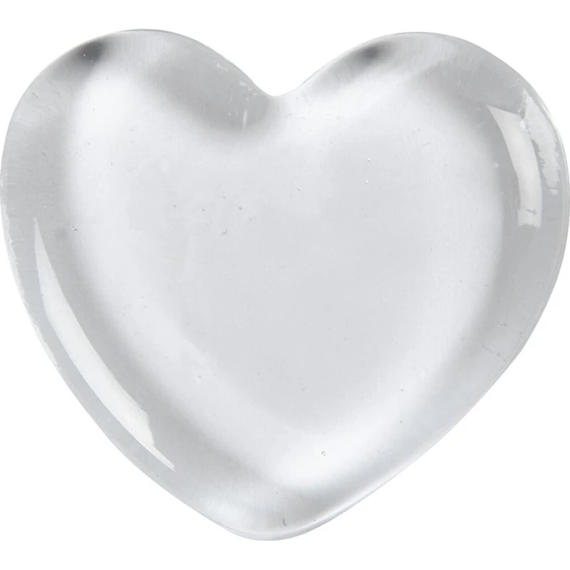 Glas hjerte 6,5x6,5 cm - transparent, 10 mm