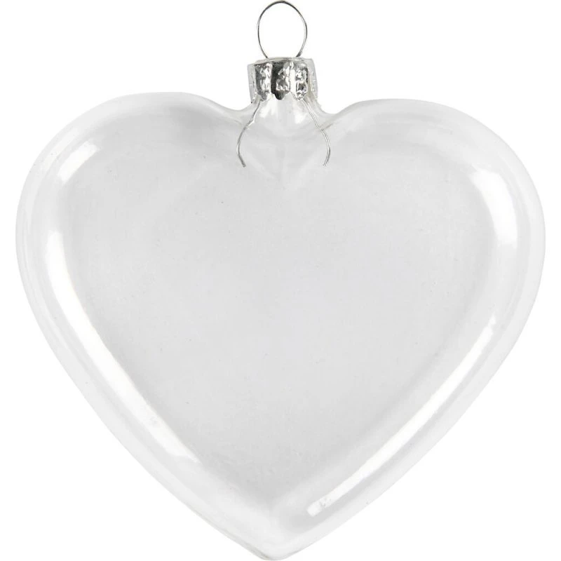 Glashjerter til ophæng, flade hvide 9x7,8 cm – 6 stk.
