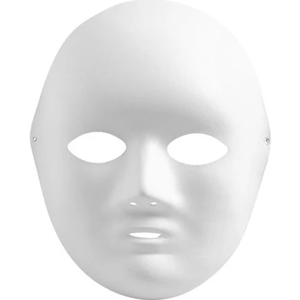 Hvid helmaske i papirpulp 22x17 cm – 10 stk