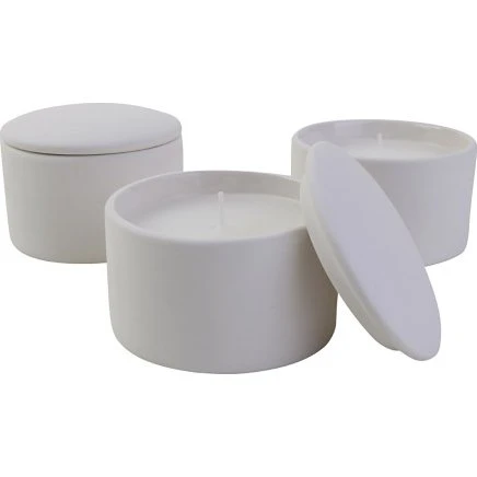 Lyskrukker i keramik med støbt lys, 12 stk – 9x9x6,7 cm