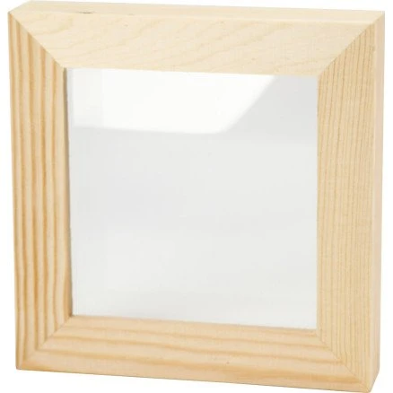 3D træramme med glas 12,3x12,3 cm (D 2,5 cm)