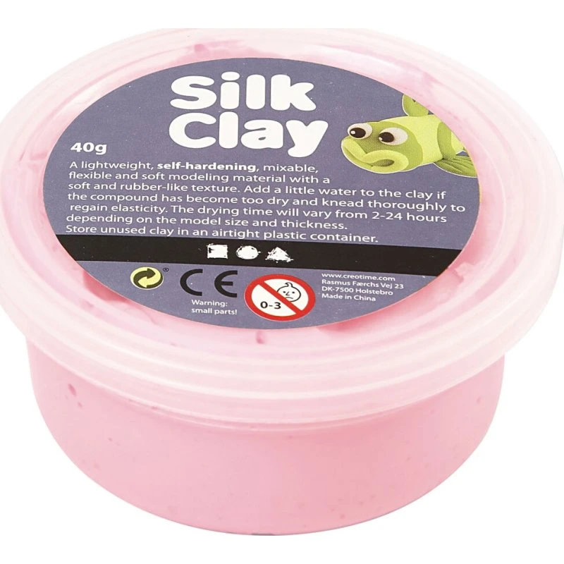 Silk Clay pink 40 g – blød selvhærdende modellervoks
