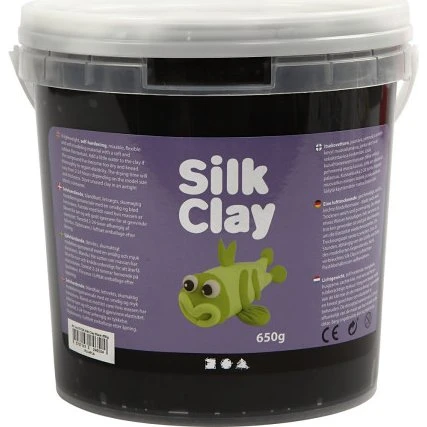Silk Clay modellervoks sort 650 g (spand)