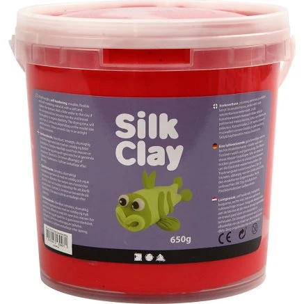 Silk Clay modellervoks, rød 650 g (spand)