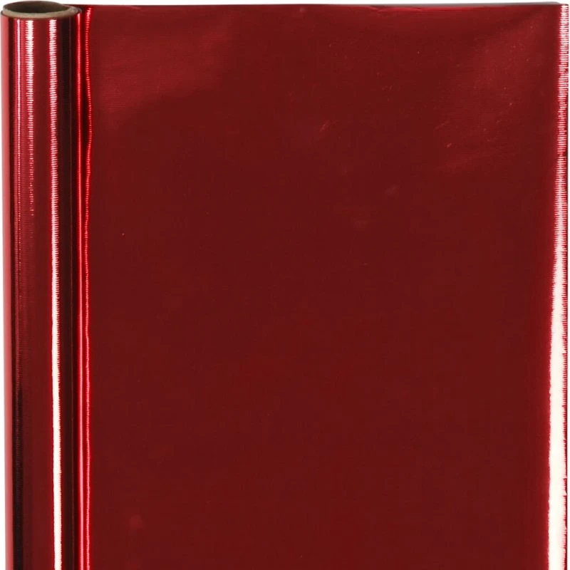 Rødt metallisk gavepapir 50 cm x 4 m, 65 g
