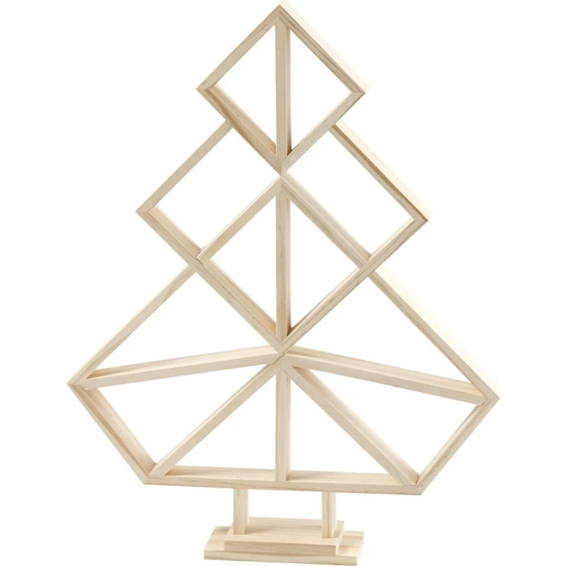Fritstående 3D Juletræ i Træ 40x31 cm