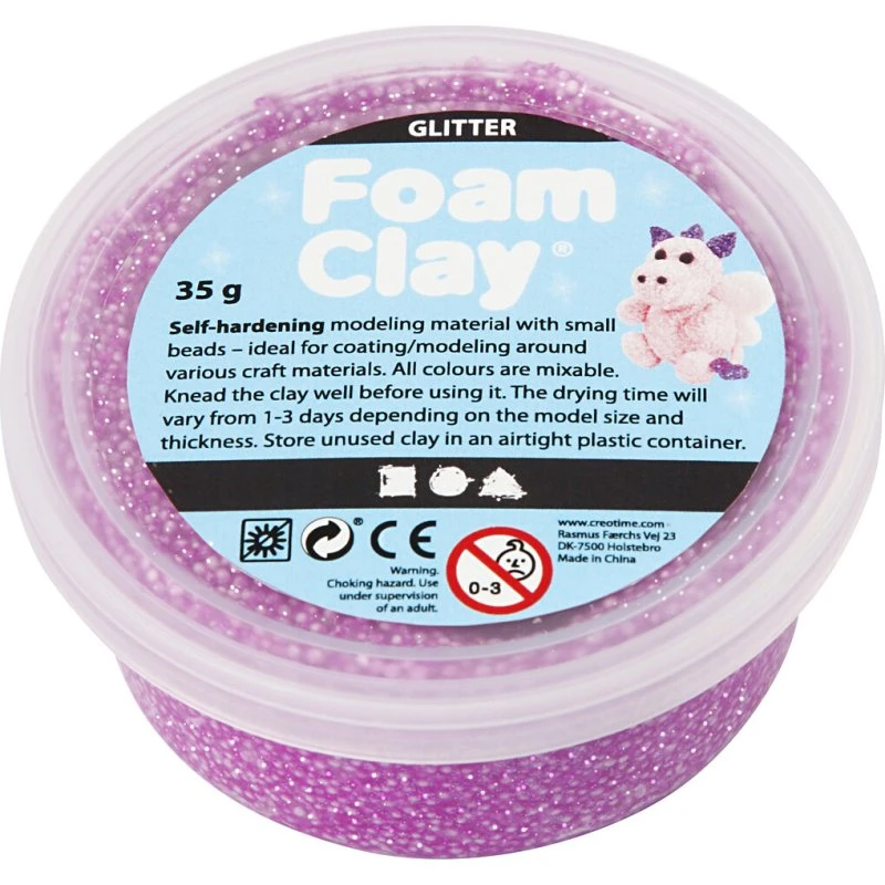 Foam Clay Glitter Lilla - Modellervoks 35 g