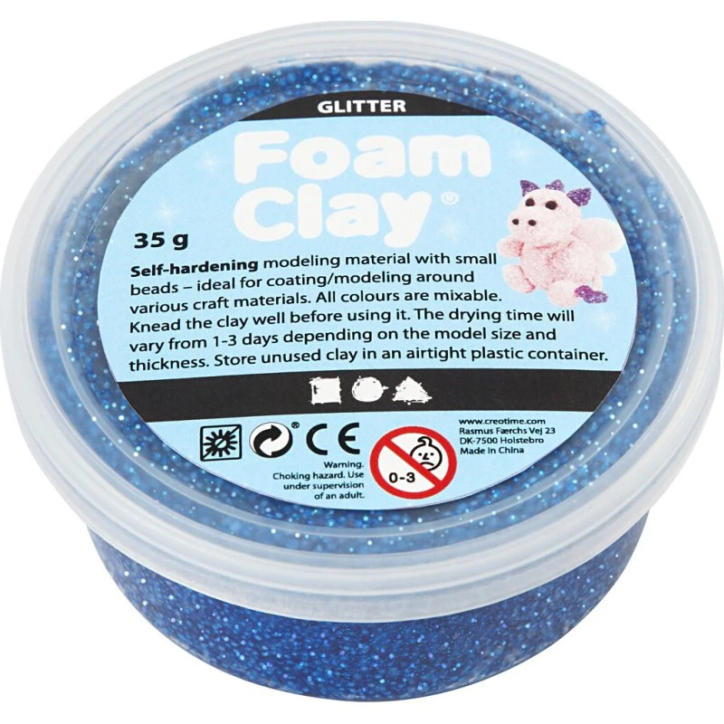 Glitter Foam Clay - Blå modellervoks 35 g