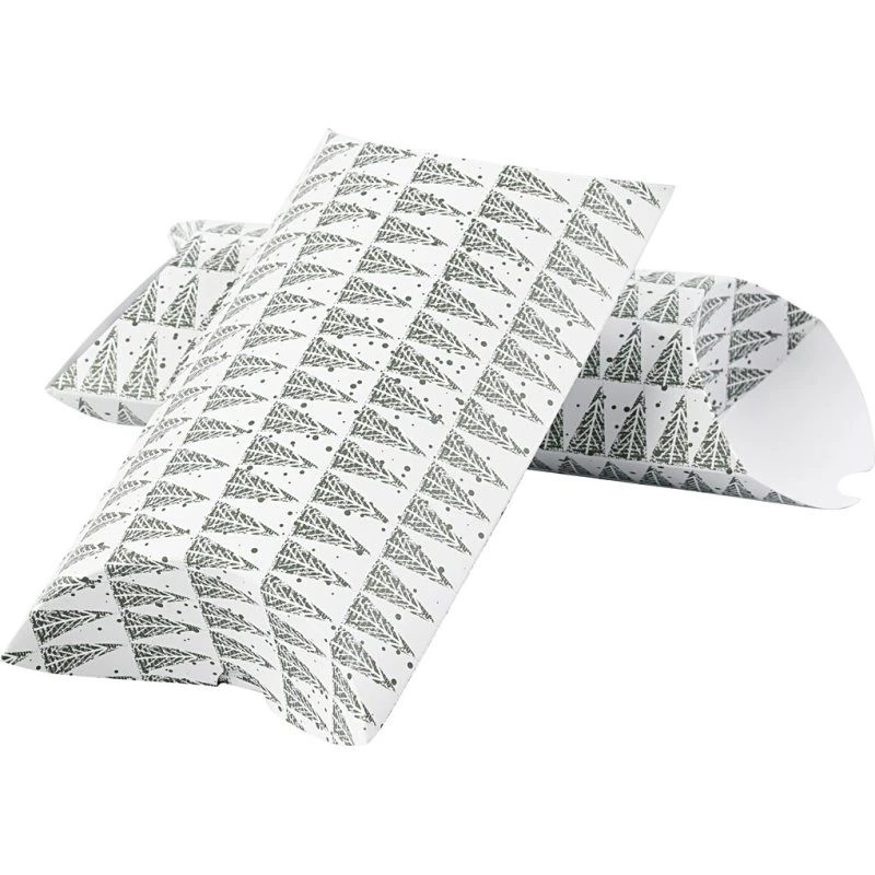 Gaveæske med grantræ - Grøn 18x15x6 cm, 3 stk