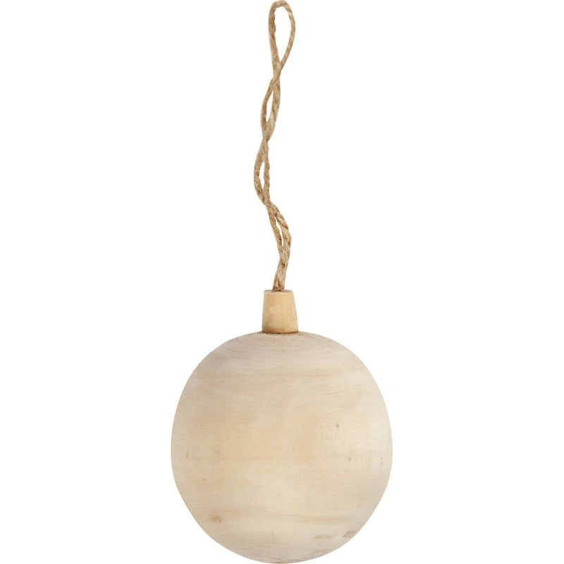 Julekugle i lyst træ Ø 6,4 cm – 1 stk