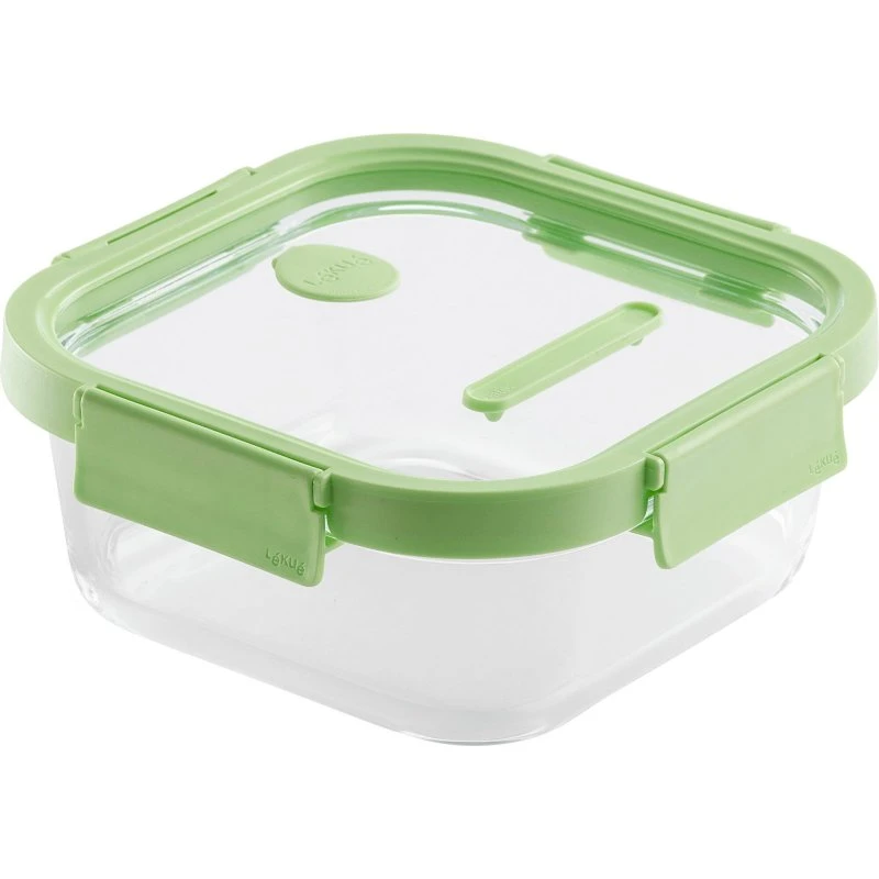 Lékué firkantet madkasse glas 1,1 L – grøn