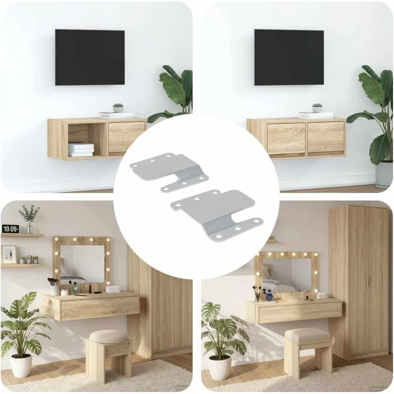 Flush Mount beslag 2 stk Sølv 75×66×1,4 mm Stål