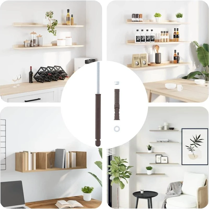 Flydende hyldebeslag 12 stk Ø14×210 mm Beige - stål