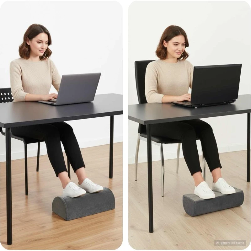 Fodstøttepude fløjl grå 42x18x13 cm