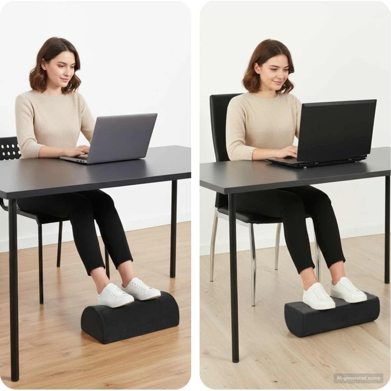 Fodstøttepude i fløjl Sort 42x18x13 cm