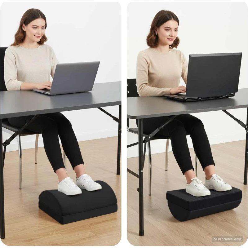 Fodstøttepude i fløjl 44x29x17 cm – Sort