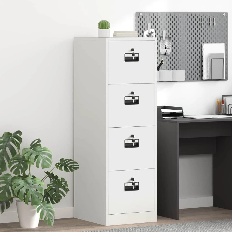 Filkabinet 2 stk Hvid 44x50x106,5 cm – Koldvalset Stål