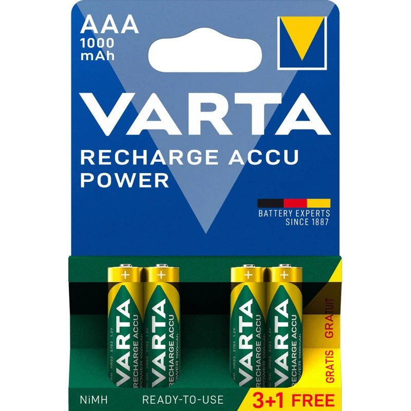 Varta Recharge Accu Power AAA 1000mAh 4-pak (3+1)