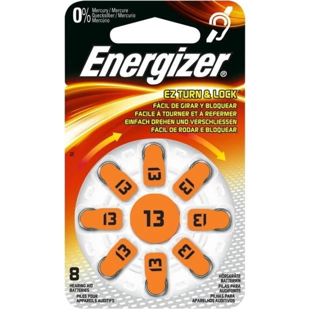 Energizer Høreapparatbatteri Zinc-Air 13 — 8 stk