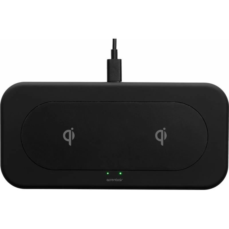 Essentials Qi Dual trådløs oplader 2x10W med USB-C kabel